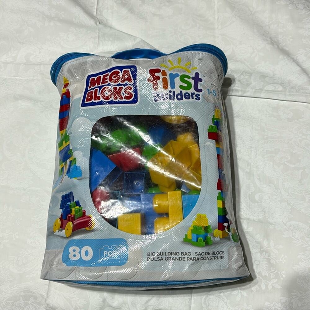 mega Blocks 80 piece first builder blocks like giant legos interchangeable euc